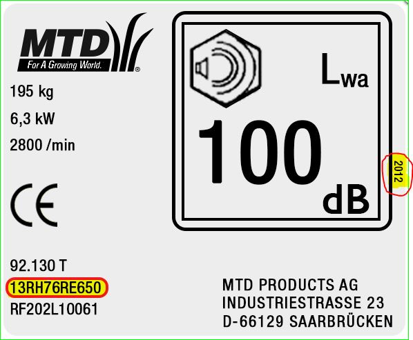 étiquette MTD constructeur