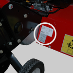 Emplacement de l'étiquette constructeur d'une motobineuse MTD Cub Cadet Gutbrod Yard Man