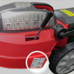 Emplacement de l'étiquette constructeur d'une tondeuse électrique MTD Cub Cadet Gutbrod Yard Man